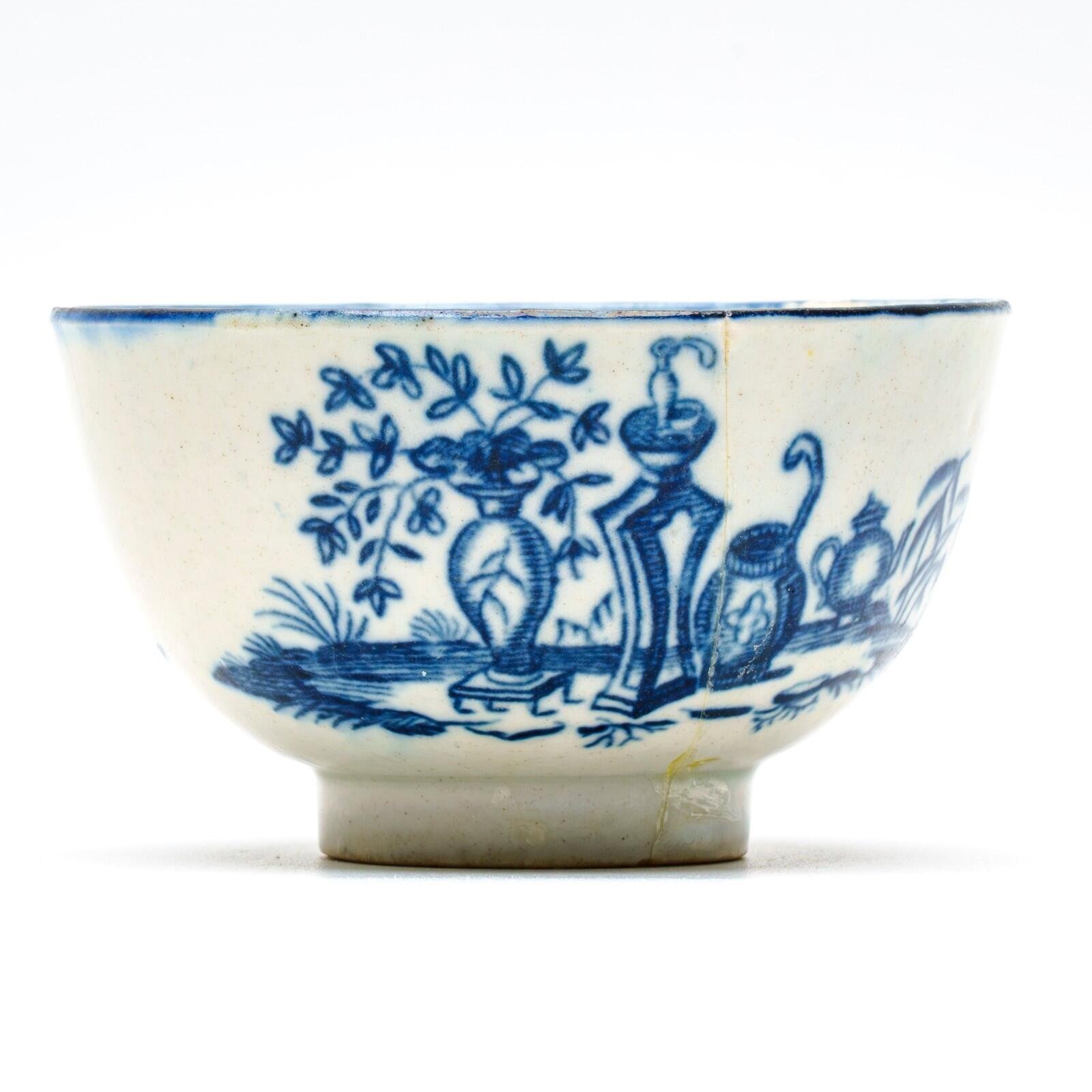 England Worcester Porcelain Bowl Cobalt Blue White Crescent Mark Dr Wall 18th C - Image 8