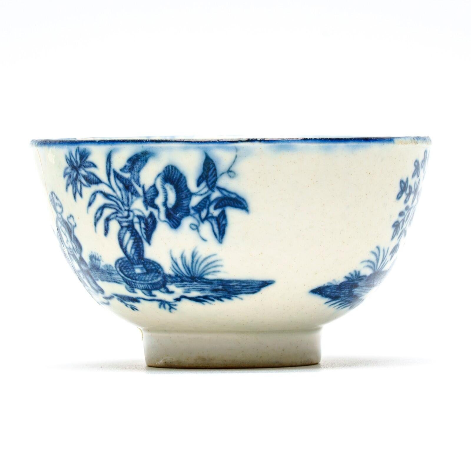 England Worcester Porcelain Bowl Cobalt Blue White Crescent Mark Dr Wall 18th C - Image 9