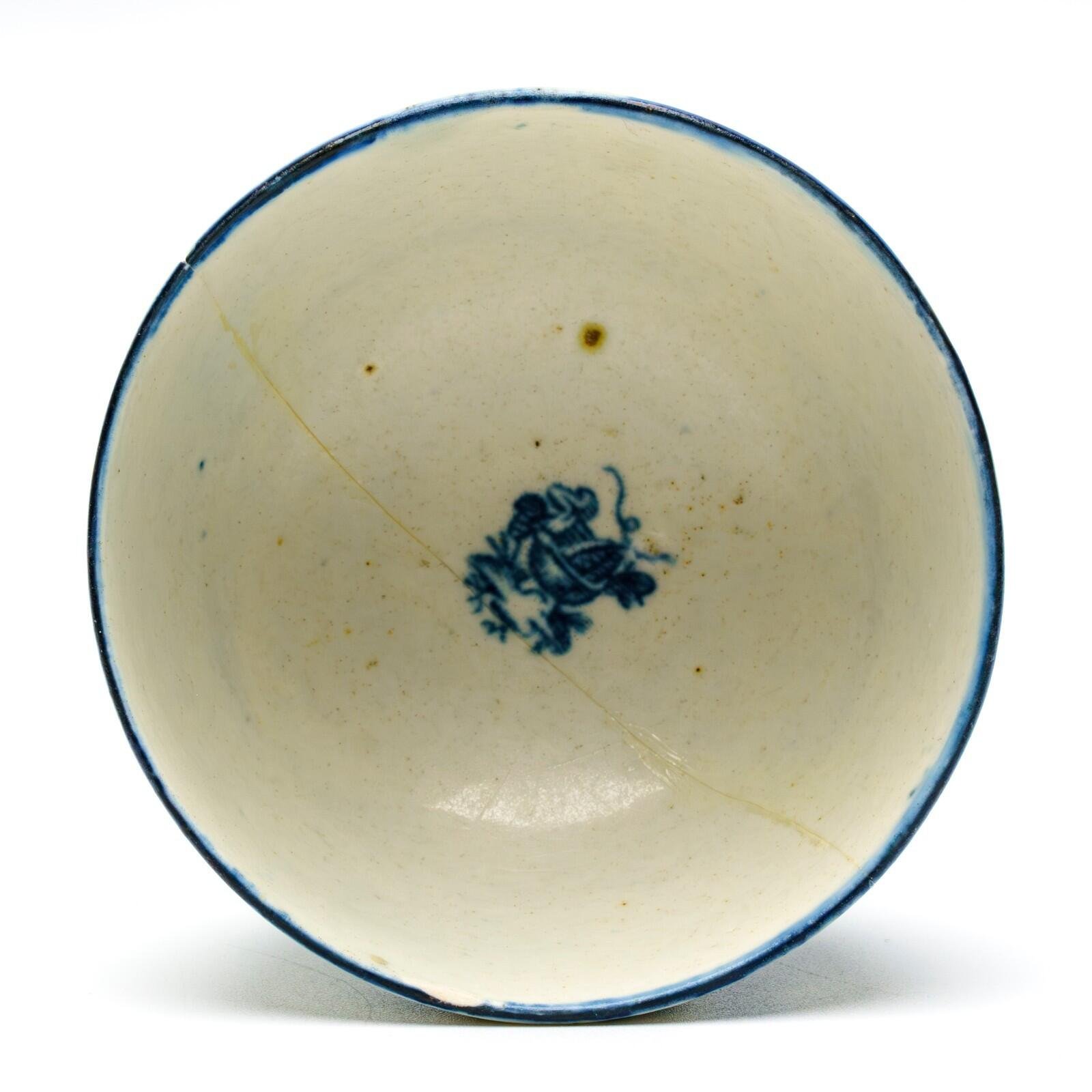 England Worcester Porcelain Bowl Cobalt Blue White Crescent Mark Dr Wall 18th C - Image 10