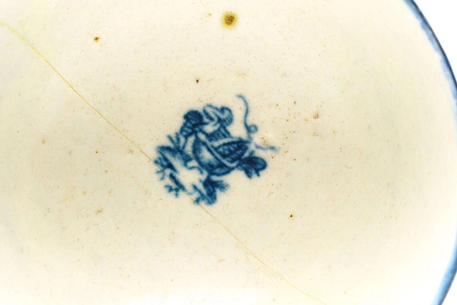 England Worcester Porcelain Bowl Cobalt Blue White Crescent Mark Dr Wall 18th C - Image 11