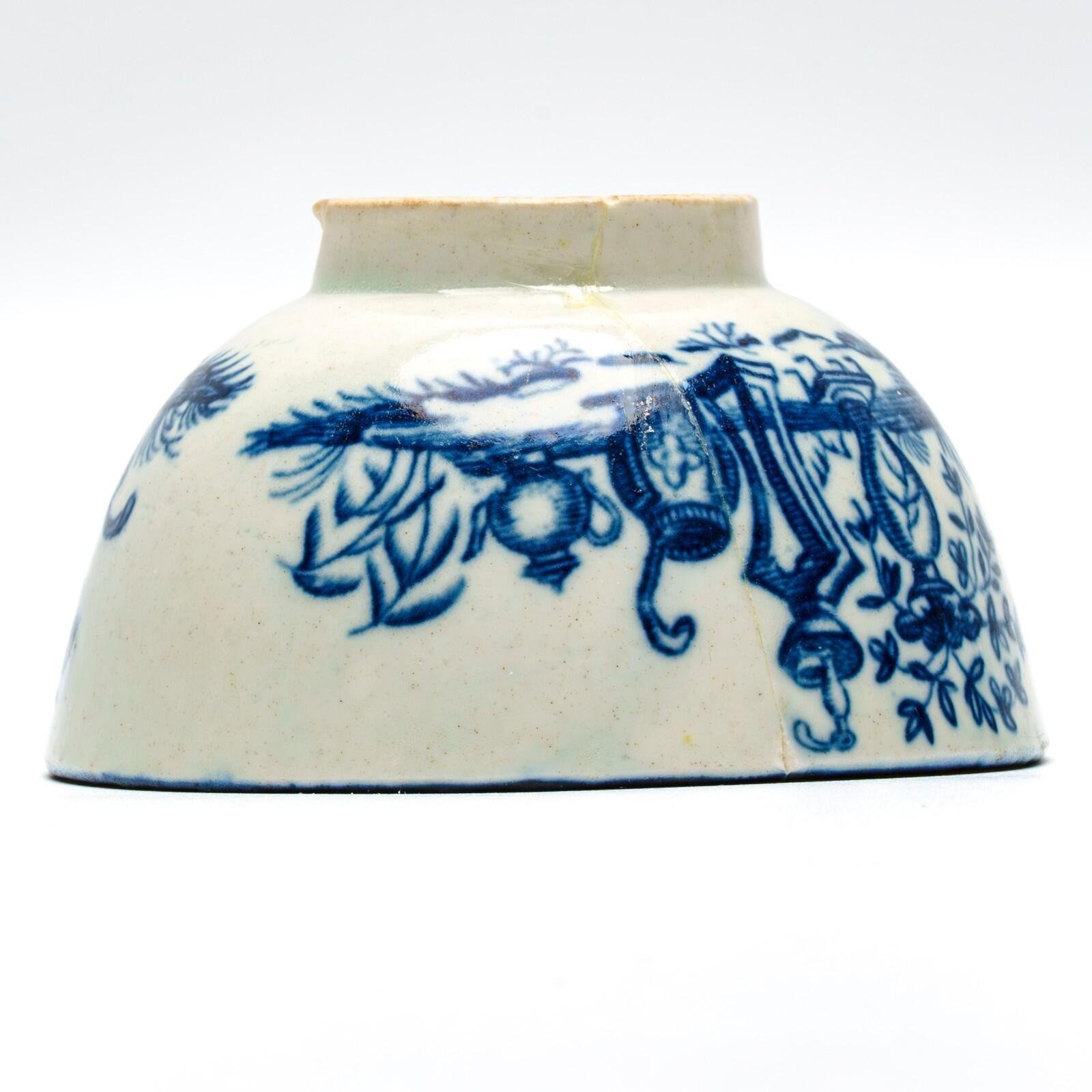 England Worcester Porcelain Bowl Cobalt Blue White Crescent Mark Dr Wall 18th C - Image 12