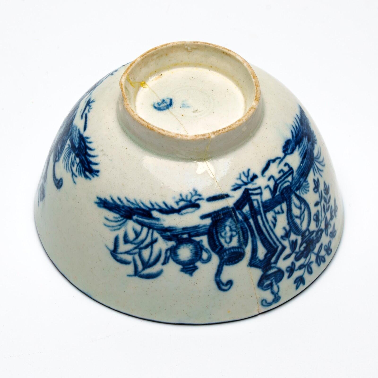 England Worcester Porcelain Bowl Cobalt Blue White Crescent Mark Dr Wall 18th C - Image 13