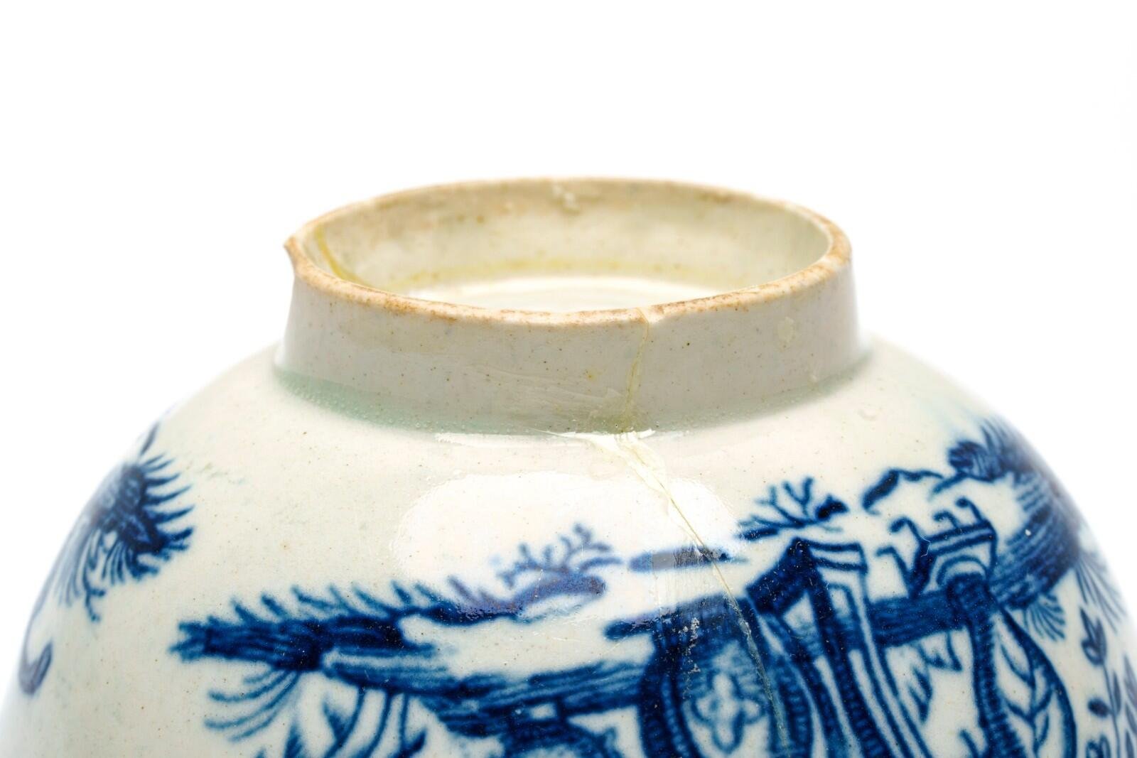 England Worcester Porcelain Bowl Cobalt Blue White Crescent Mark Dr Wall 18th C - Image 14