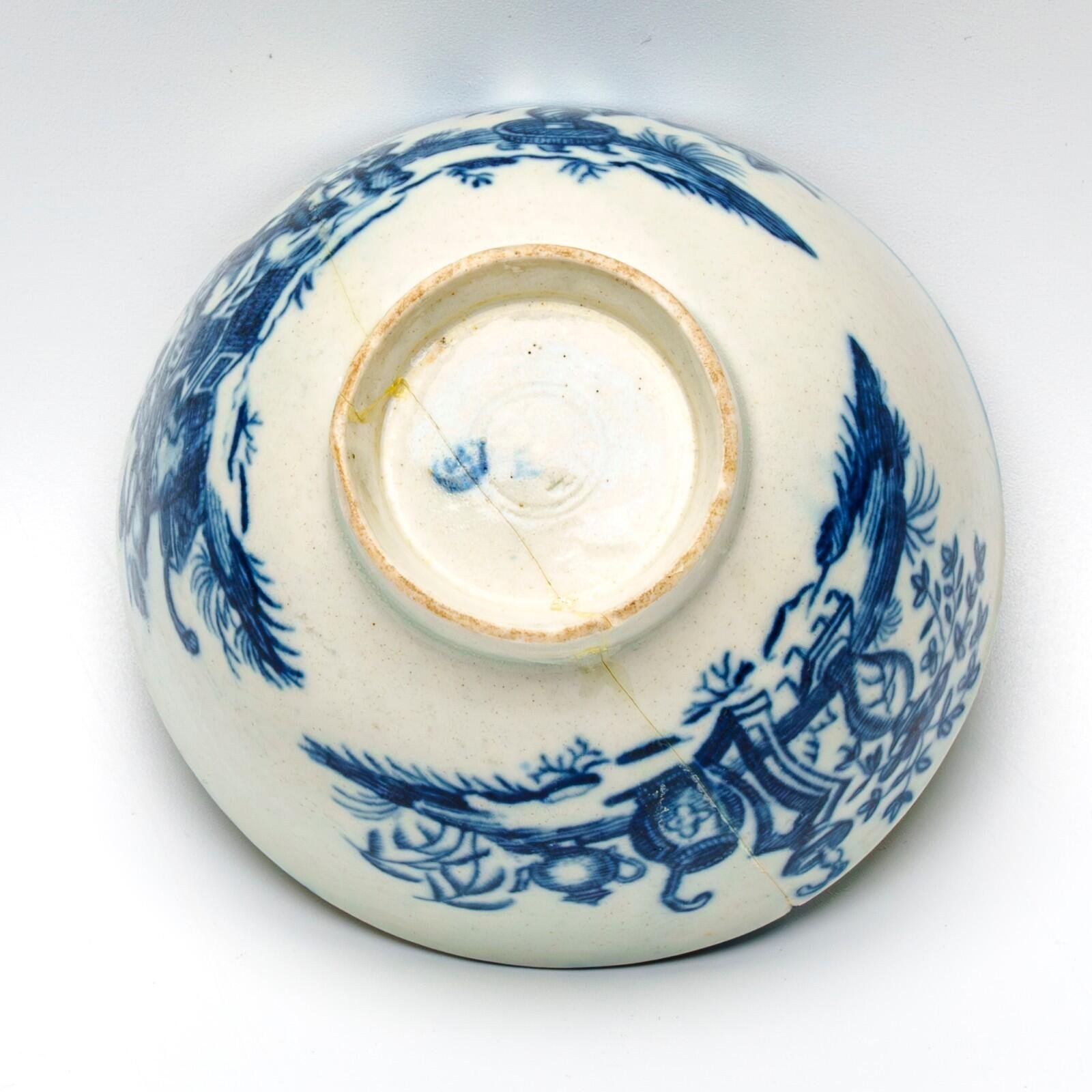 England Worcester Porcelain Bowl Cobalt Blue White Crescent Mark Dr Wall 18th C - Image 15