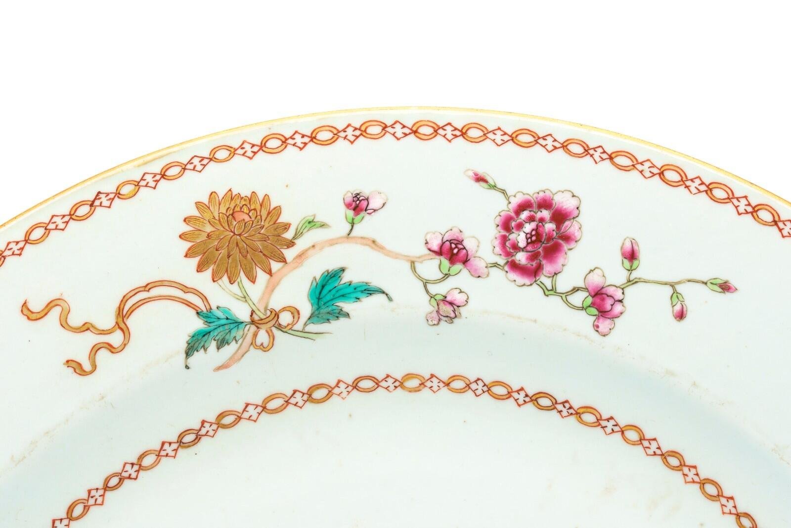 Chinese Qianlong Porcelain Charger Famille Rose Gilt European Aqua Bird Qing 18C - Image 4