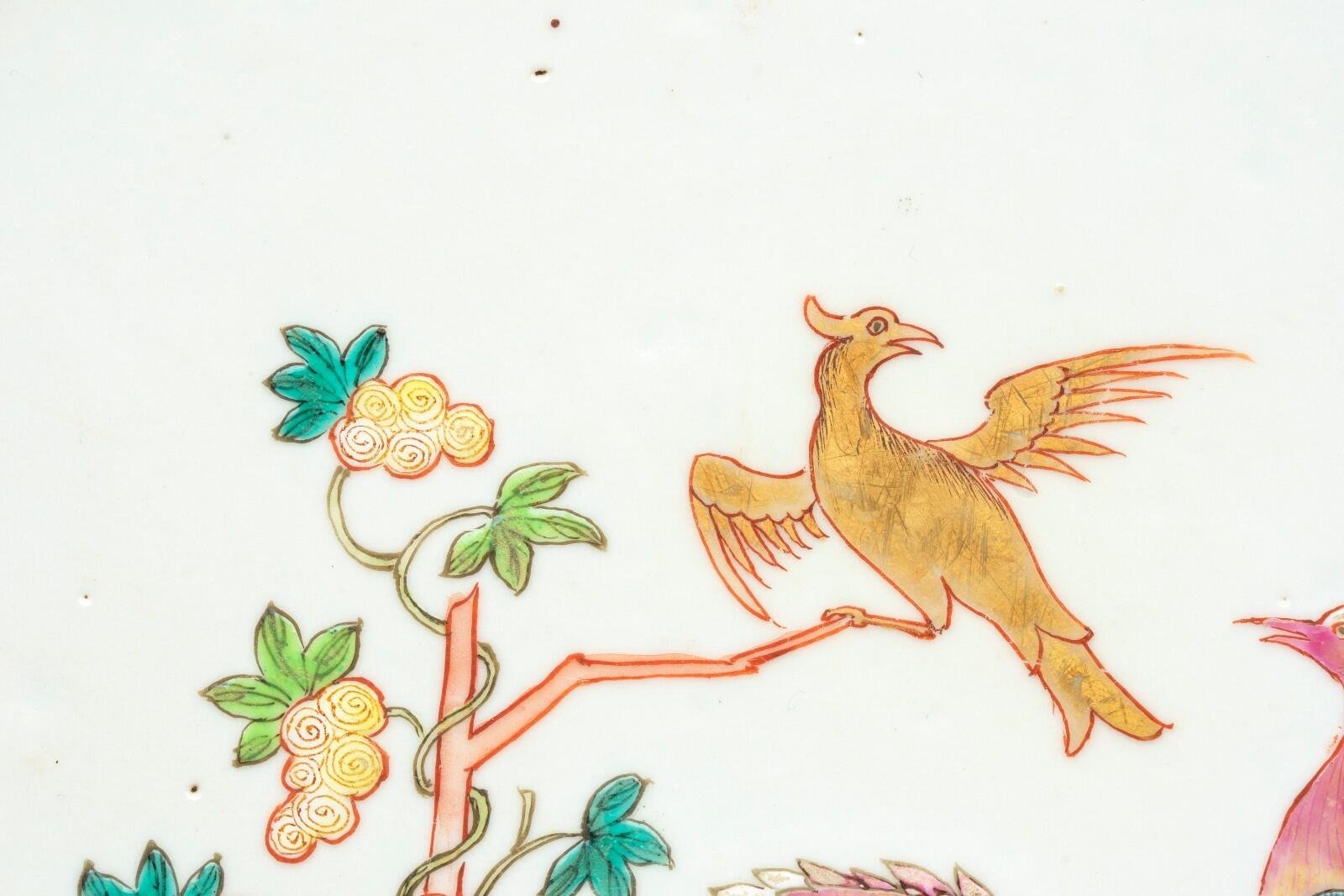 Chinese Qianlong Porcelain Charger Famille Rose Gilt European Aqua Bird Qing 18C - Image 10