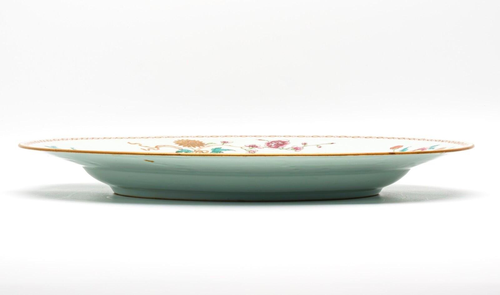 Chinese Qianlong Porcelain Charger Famille Rose Gilt European Aqua Bird Qing 18C - Image 11