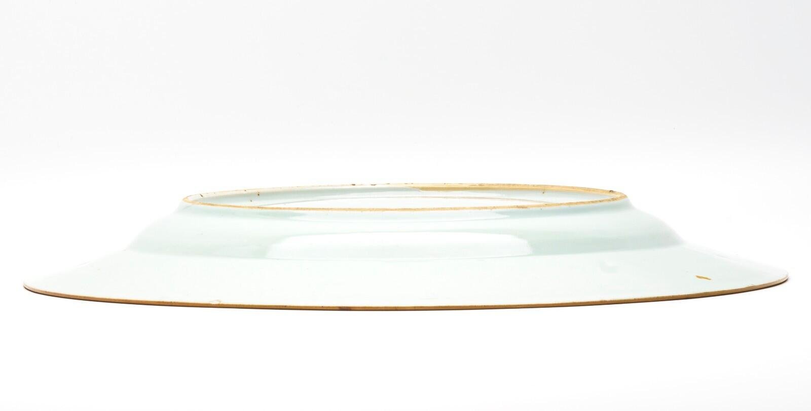 Chinese Qianlong Porcelain Charger Famille Rose Gilt European Aqua Bird Qing 18C - Image 13