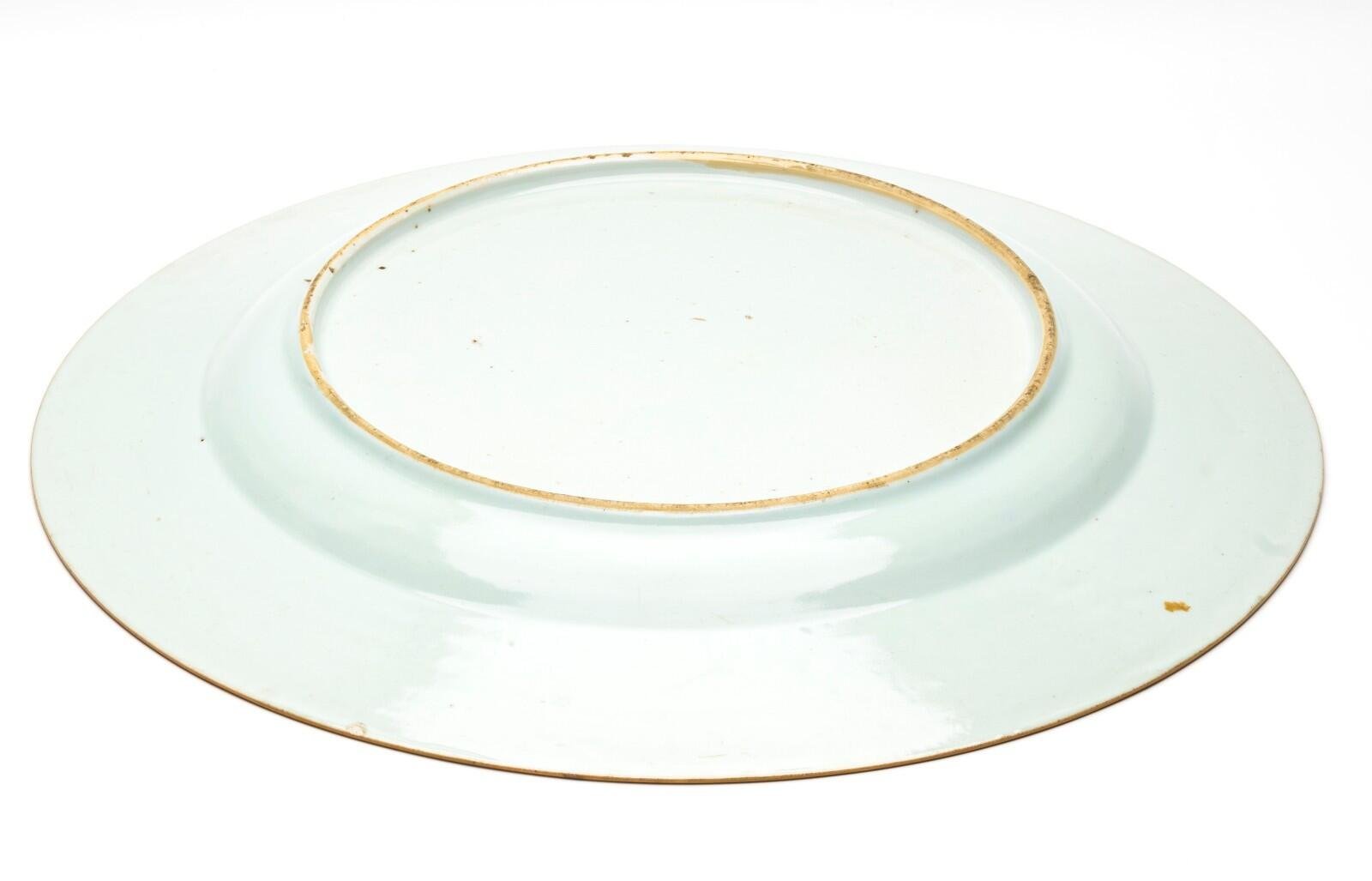 Chinese Qianlong Porcelain Charger Famille Rose Gilt European Aqua Bird Qing 18C - Image 14