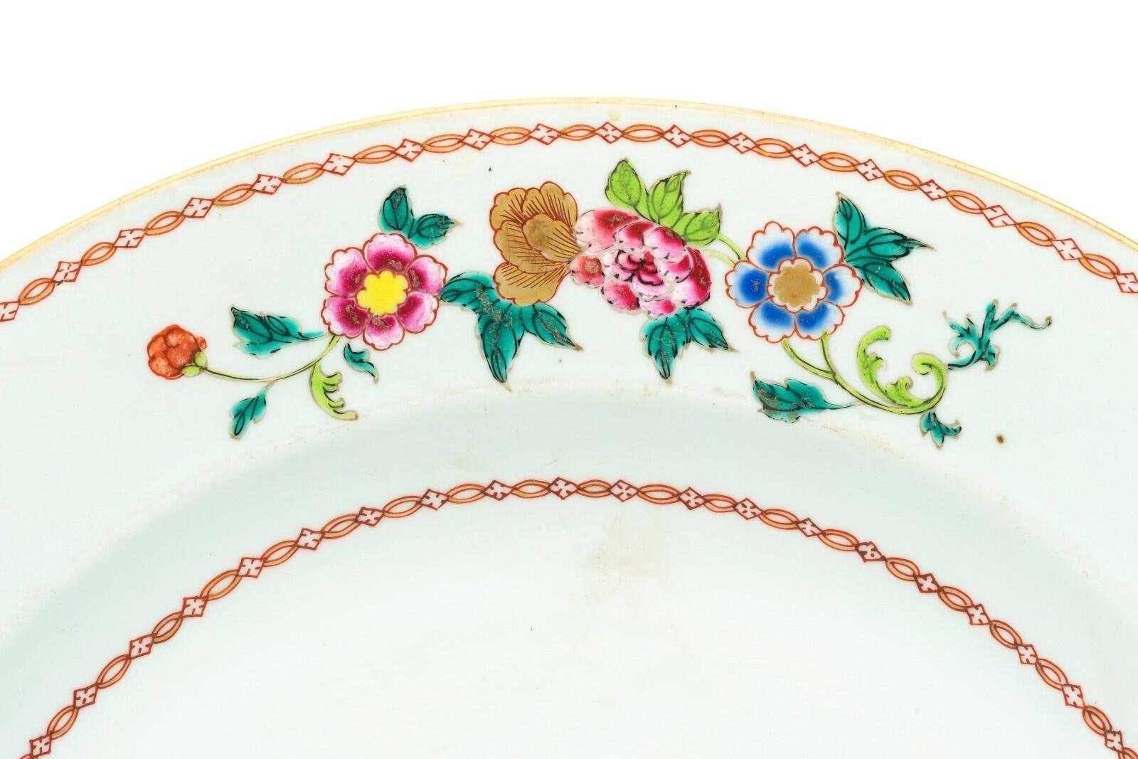 Chinese Qianlong Porcelain Charger Famille Rose Gilt European Aqua Bird Qing 18C - Image 3