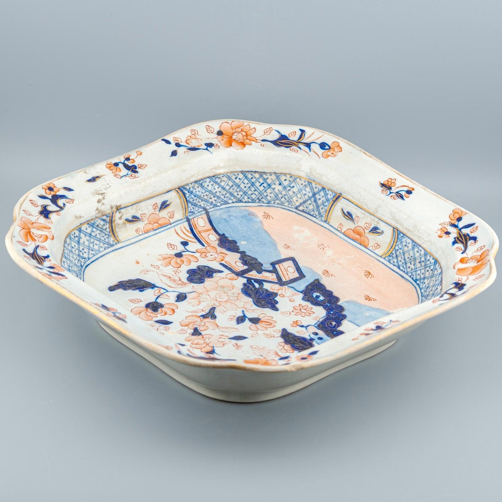 England Imari Staffordshire Porcelain Deep Dish Gilt Mark Period 19th Century - Image 7