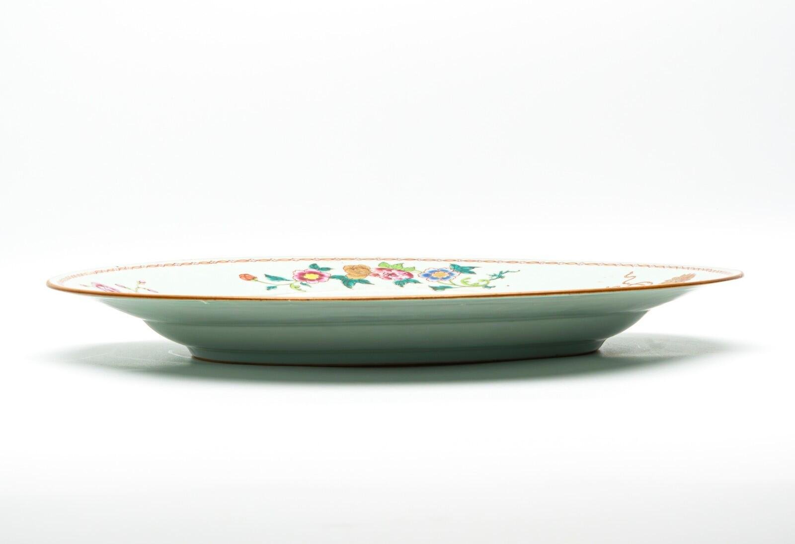 Chinese Qianlong Porcelain Charger Famille Rose Gilt European Aqua Bird Qing 18C - Image 10