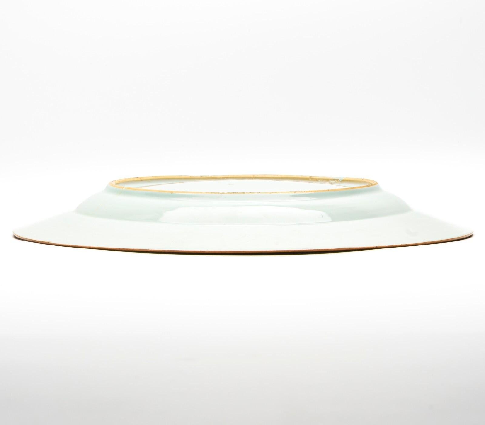 Chinese Qianlong Porcelain Charger Famille Rose Gilt European Aqua Bird Qing 18C - Image 12