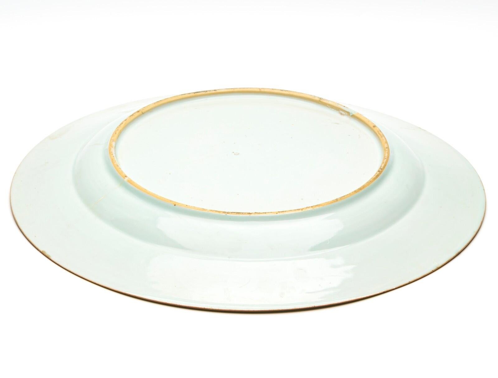 Chinese Qianlong Porcelain Charger Famille Rose Gilt European Aqua Bird Qing 18C - Image 13