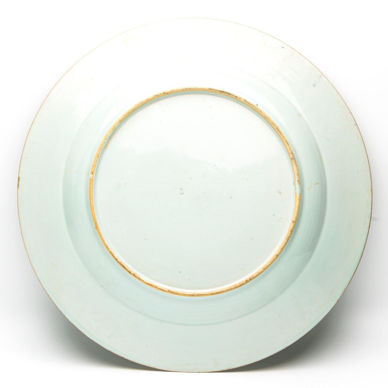 Chinese Qianlong Porcelain Charger Famille Rose Gilt European Aqua Bird Qing 18C - Image 14