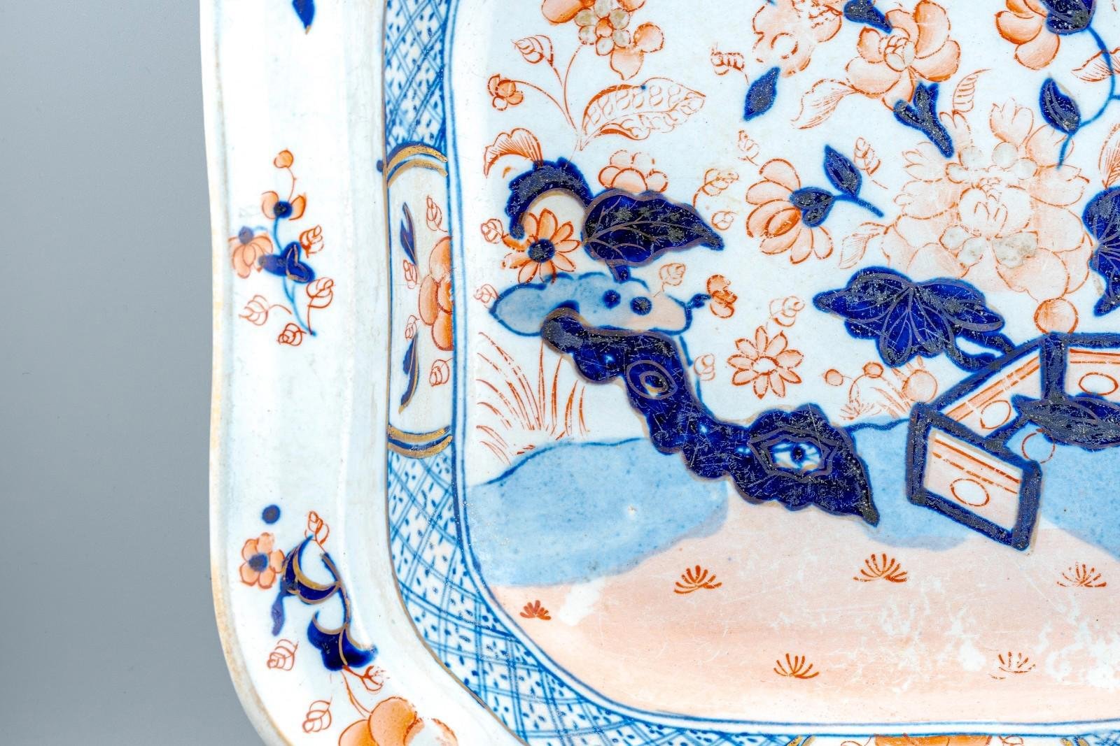 England Imari Staffordshire Porcelain Deep Dish Gilt Mark Period 19th Century - Image 8