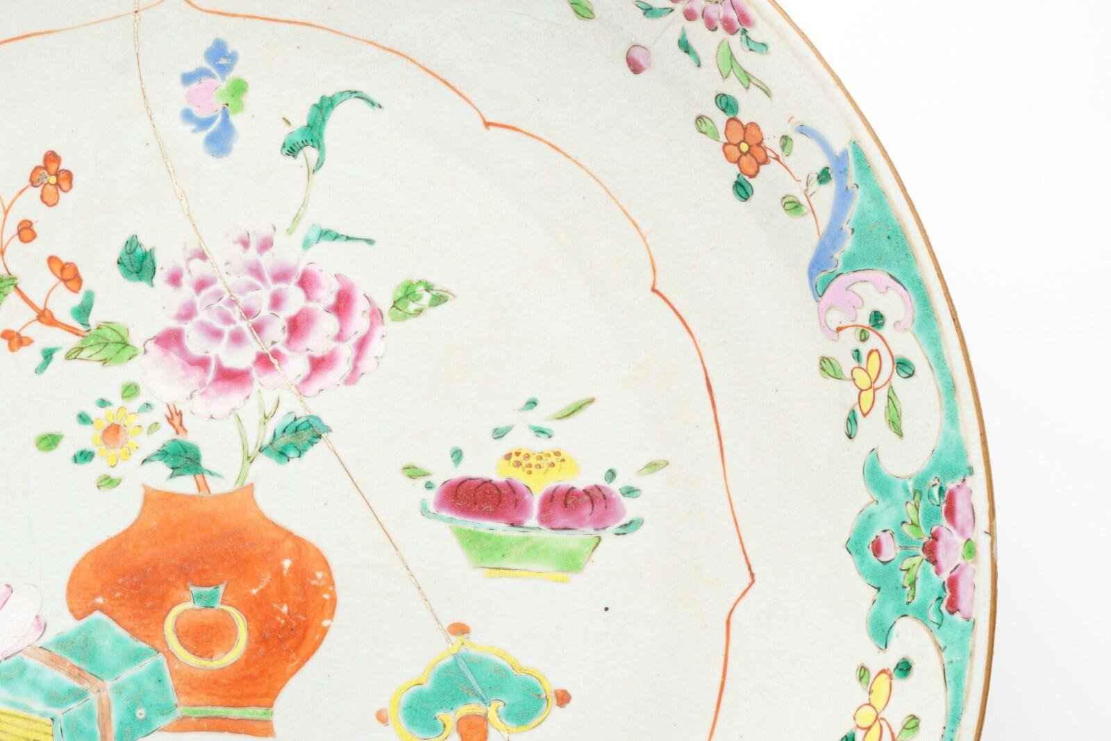 Chinese Porcelain Charger Qianlong Famille Rose Light Lime Enamel Gilt Qing 18C - Image 5