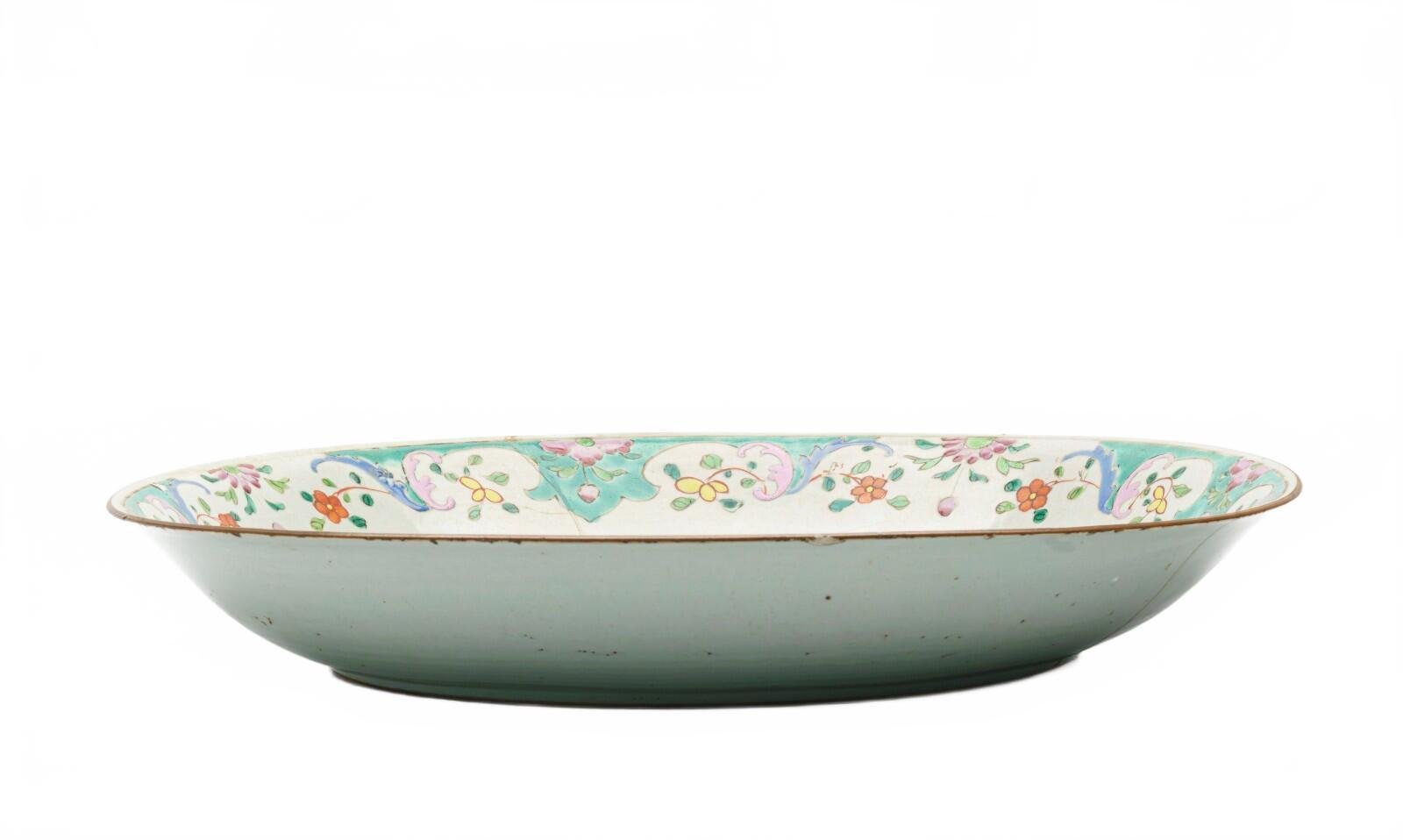 Chinese Porcelain Charger Qianlong Famille Rose Light Lime Enamel Gilt Qing 18C - Image 8