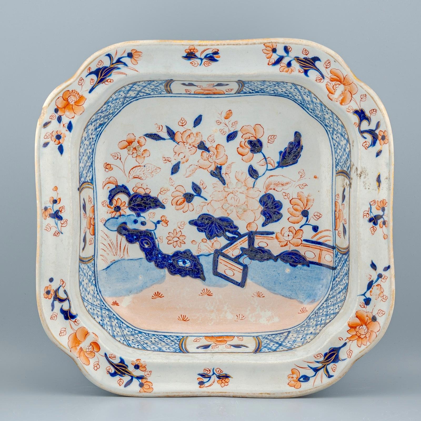 England Imari Staffordshire Porcelain Deep Dish Gilt Mark Period 19th Century - Image 13