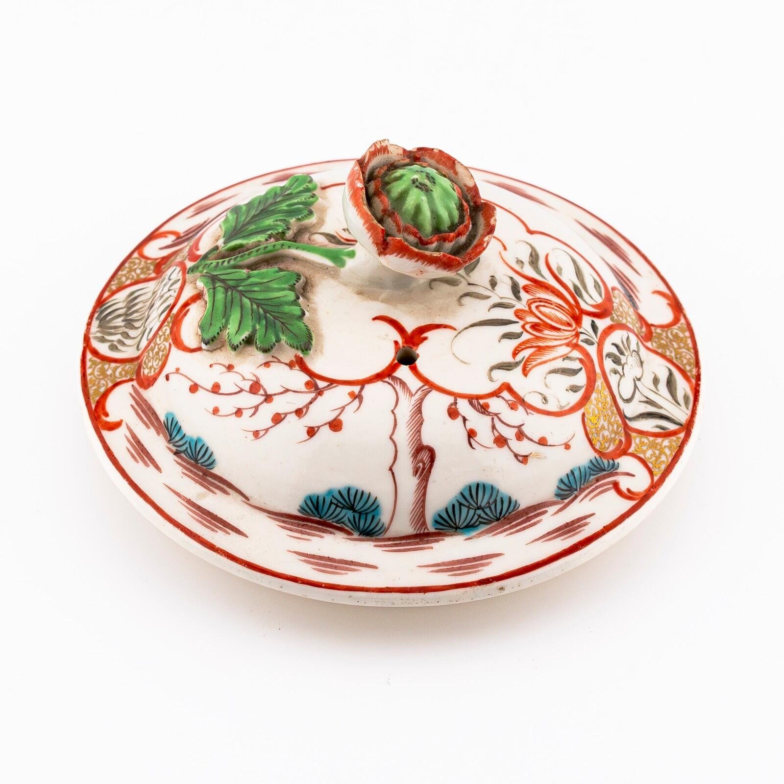 English Porcelain Worcester Cover for Teapot Gilt Bud Finial Period 18th Century - Image 8