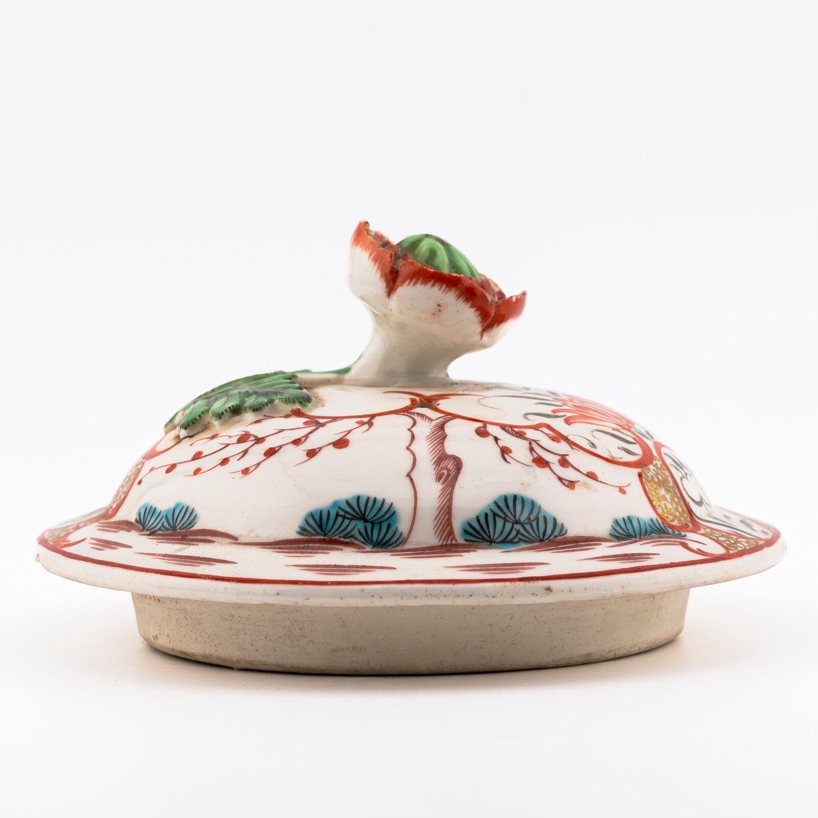 English Porcelain Worcester Cover for Teapot Gilt Bud Finial Period 18th Century - Image 9