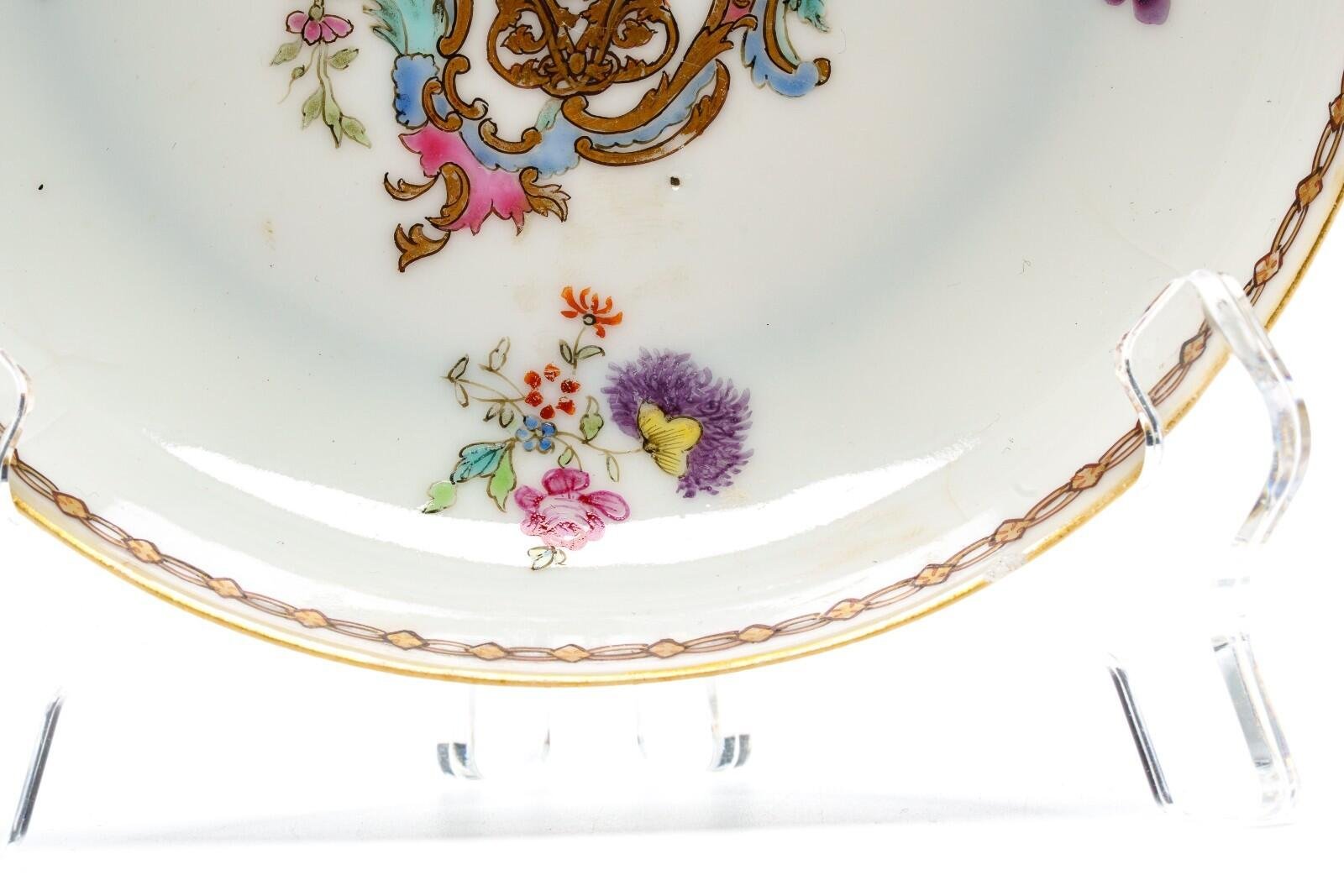 Chinese Porcelain Armorial Cup Saucer Gilt Cypher Initials Chain Qianlong 18C - Image 11