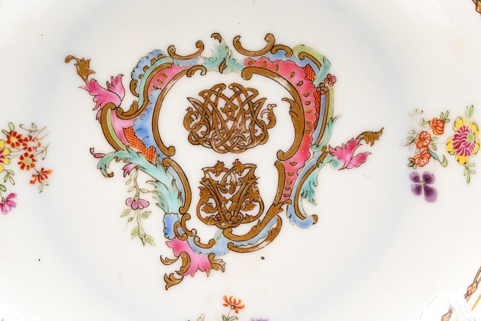 Chinese Porcelain Armorial Cup Saucer Gilt Cypher Initials Chain Qianlong 18C - Image 7