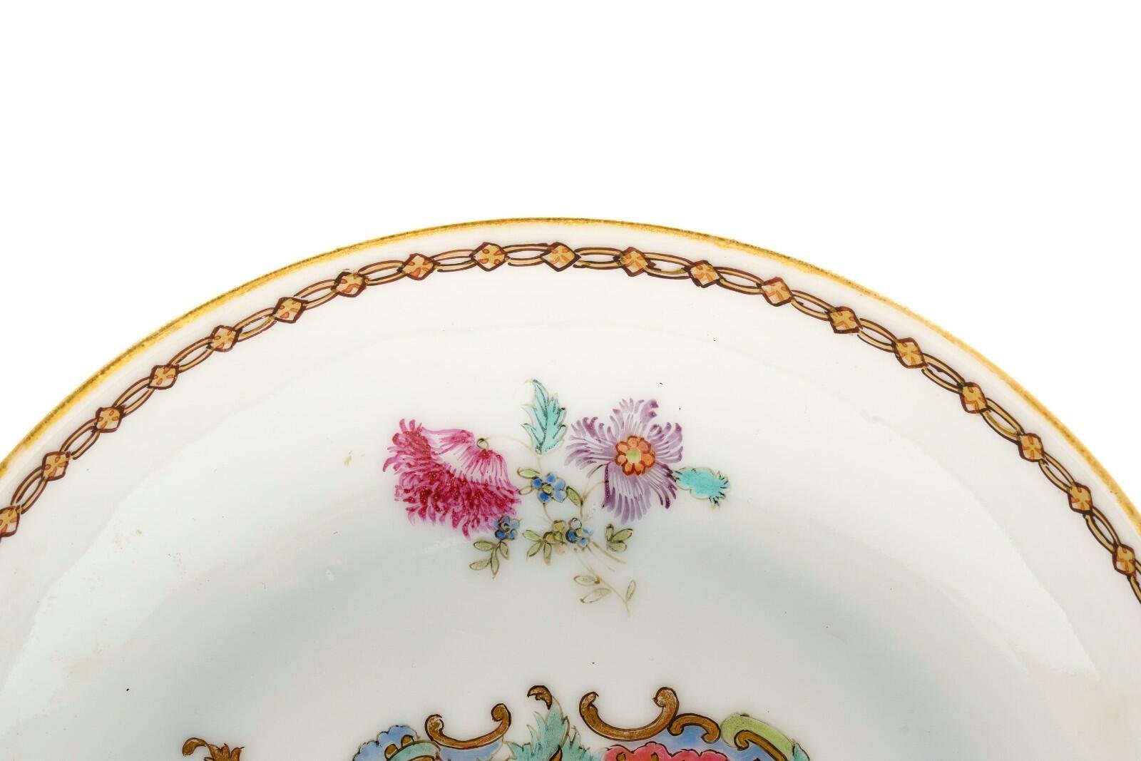 Chinese Porcelain Armorial Cup Saucer Gilt Cypher Initials Chain Qianlong 18C - Image 8