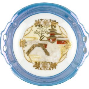 Japan Porcelain Saucer Gilt Blue Landscape Meiji Noritake Mark 20th C