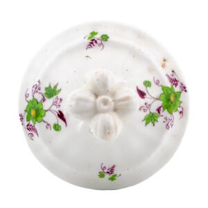 England Samuel Alcock Porcelain Cover for Teapot Green Pink Enamel Regency 19thC