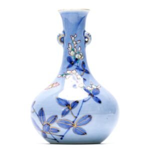 Japanese Porcelain Bottle Vase Elephant Handles Gilt Mark Seiji Kaisha Meiji 18C