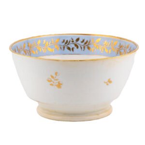 England Worcester Porcelain Bowl Blue Border Gilt Foliage Pattern Regency 19th C