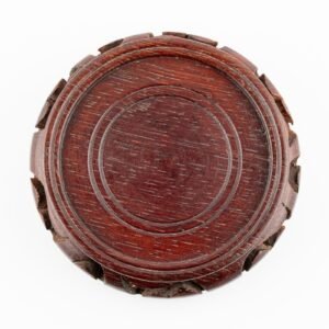 Chinese Carved Wood Stand Circle Legged Scroll Qing Period 20th Century