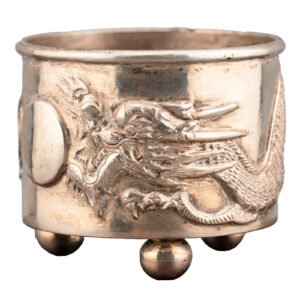 Chinese Export Silver Solid Dragon Canton Qing Mark Kwan Wo Period 19th Century