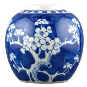 Chinese Guangxu Porcelain Blue Prunus Blossom Ginger Jar Qing Marks 19th Century
