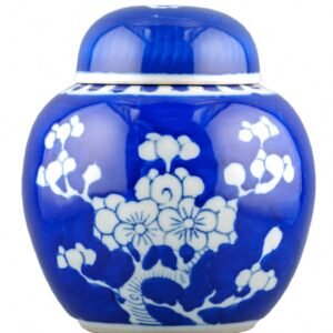 Chinese Porcelain Ginger Jar Cover Blue White Prunus Mark Period 20th Century
