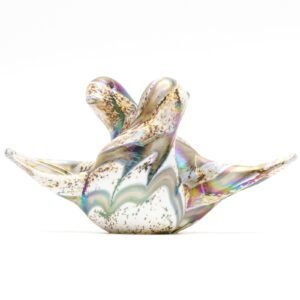 Contemporary Opaline Art Glass Figurine Birds Malta Artist Marked Valletta 20C