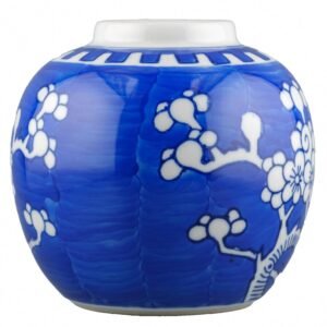 Chinese Blue Porcelain Prunus Ginger Jar Hawthorn Mark Prunus 20th Century