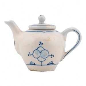 German Porcelain Miniature Teapot Cover Blue White Onion Pattern 19th Century