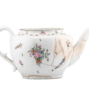 England Porcelain Teapot Cover Famille Pink New Hall Chinoiseries 18th Century