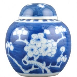 Chinese Porcelain Ginger Jar Vase Prunus Hawthorn Blue White Marked Period 20thC