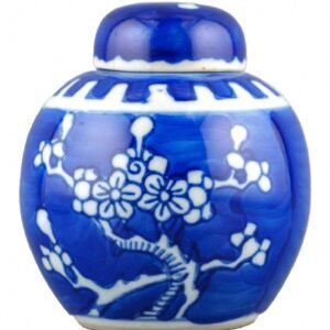 Chinese Porcelain Prunus Ginger Jar Cover Blue White Prunus Qing Late 20th C.