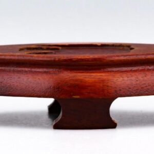 Chinese Carved Wood Red Stand Base Figure Jade Qing Period 19th Century
