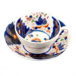 England Staffordshire Porcelain Cup Saucer Gilt Marked Regency 19th Century