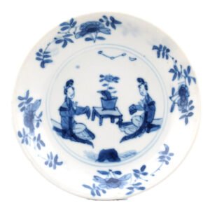 Chinese Kangxi Marks Porcelain Saucer Blue Romance of Western Qing 18th Century