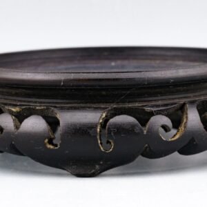 Chinese Carved Wood Stand Pierced Scroll Black Lotus Qing 20th Period Century