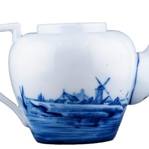 Delft Porcelain Rosenthal Blue Teapot Dutch Windmill European Period 20th C