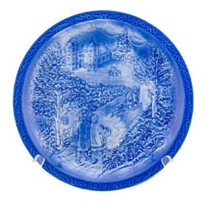 Europe Porcelain Blue Christmas Plate Sado International Marked 20th C