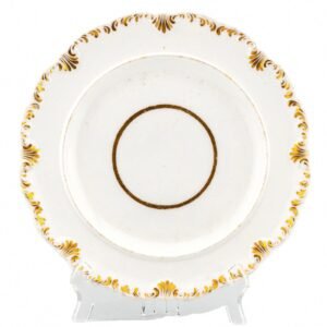 England Davenport Porcelain Plate Shells White Gilt Red Mark 19th Century