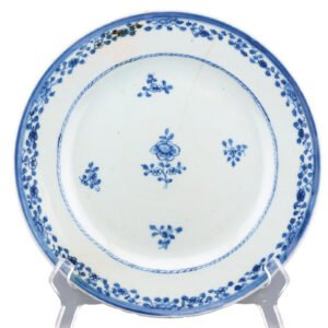 Chinese Qianlong Porcelain Plate Blue White Flower Peony Qing Period 18th C.